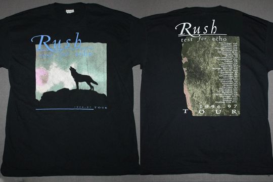 Rush Test For Echo 1996-97 Tour, 90s Rush Band Double Sided T-Shirt