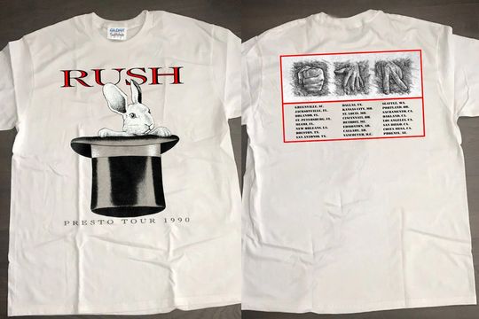 1990 Rush Rabit Presto North America Tour T-Shirt, Rush Band Double Sided T-Shirt