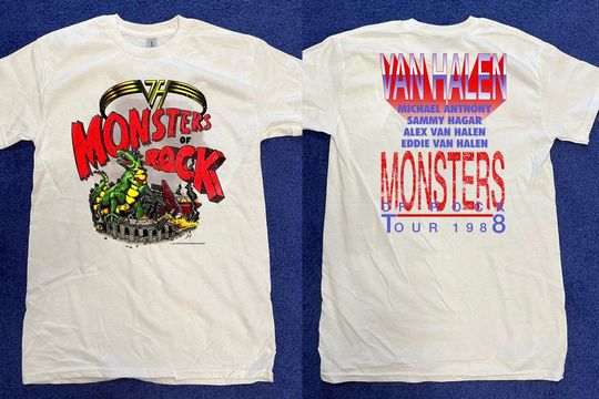 Monsters Of Rock Tour 1988 van 80s Rock Concert Vintage Tour Double Sided T-Shirt