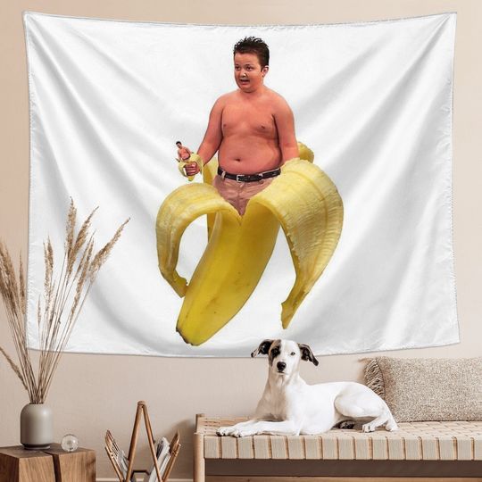 Funny Meme Tapestry Flag Banner Gibby Banana, Aesthetic Teen Home Decor Tapestries