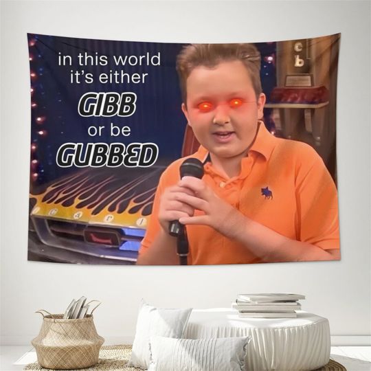 Funny Gibby Tapestry Meme Tapestries, Wall Hanging for College Dorm Decor