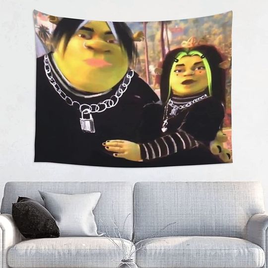 Shrek Tapestry Eboy Shrek And Egirl Fiona Funny Tapestrys Meme Tapestries