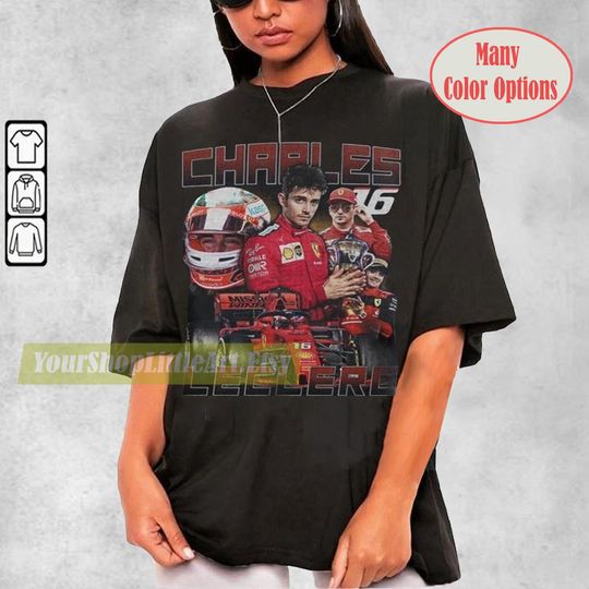 Vintage Charles Leclerc Racing Tshirt- Bootleg Charles Leclerc Tee- Vintage Style Design Graphic Tee 90s