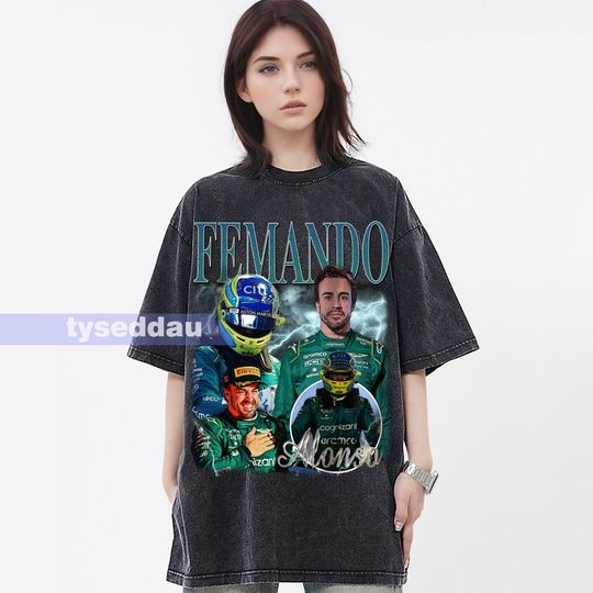 FRD Alonso Vintage T-Shirt, Formula Racing F1 Homage Graphic Unisex , Bootleg Retro 90's Fans Gift