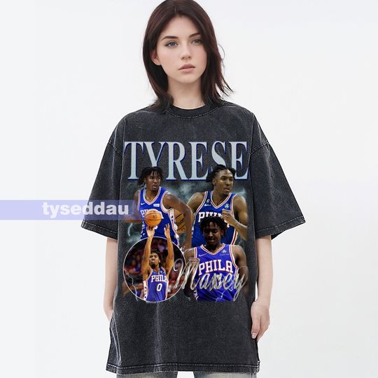 Tyrese Maxey Vintage T-Shirt, Bootleg Retro 90's Fans Gift