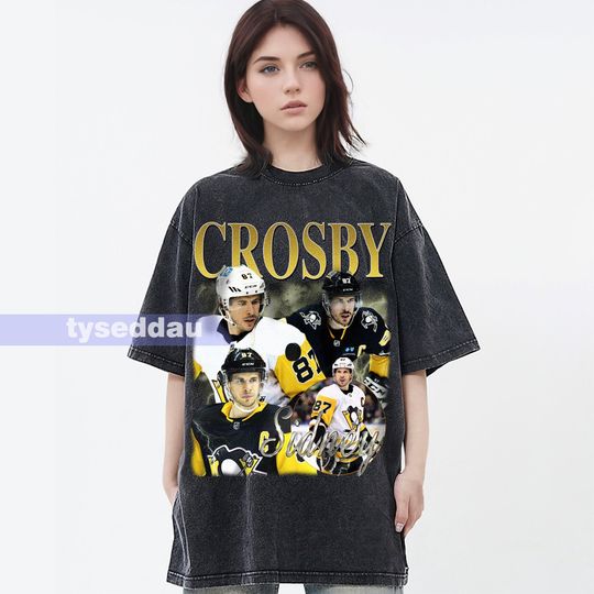 Sidney Crosby Vintage T-Shirt, Ice Hockey Centre Homage Graphic Unisex , Bootleg Retro 90's Fans Gift