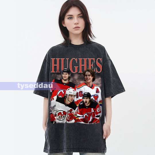 Jack Hughes Vintage T-Shirt, Ice Hockey Center Homage Graphic Unisex , Bootleg Retro 90's Fans Gift