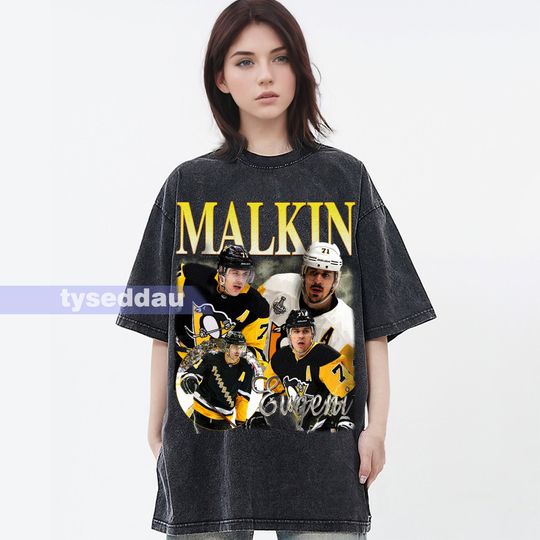 Evgeni Malkin Vintage T-Shirt, Ice Hockey Centre Homage Graphic Unisex , Bootleg Retro 90's Fans Gift