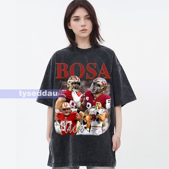 Nick Bosa Vintage T-Shirt, Defensive End Homage Graphic Unisex , Bootleg Retro 90's Fans Gift