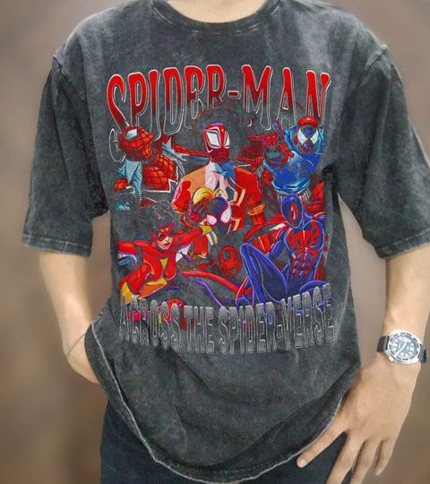 Retro Spider Punk Shirt, Spider-Man Across the Spider-Verse Shirt V10, Spider-Man 2023 Shirt, Oversized Wash T Shirt, Spider Fan Gift, DS004