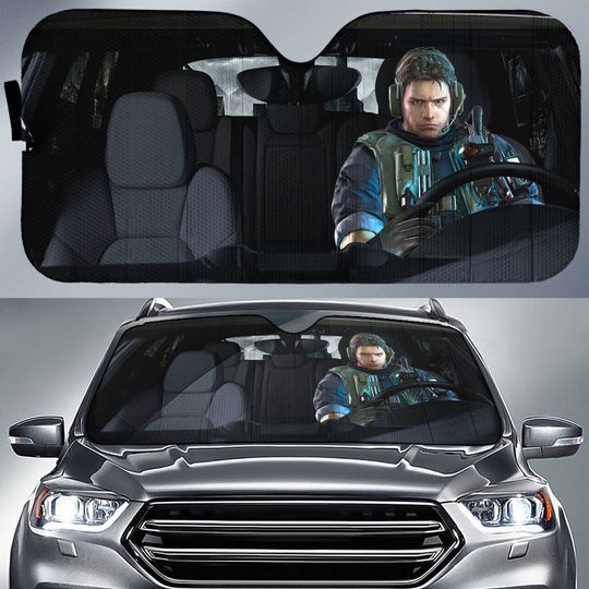 Chris Redfield Resident Evil Car Sun Shade | Captain Chris Car Decor