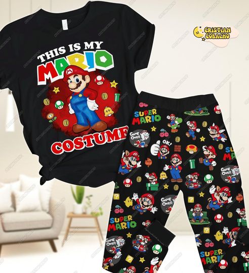 Super Mario Pajamas Set, Mario Game Pajamas, Mario Pj Set Pants