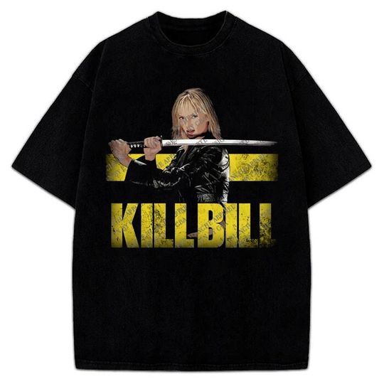 Kill Bill Movie Poster T-Shirt Uma Thurman Vintage Movie Style Custom Graphic Tee