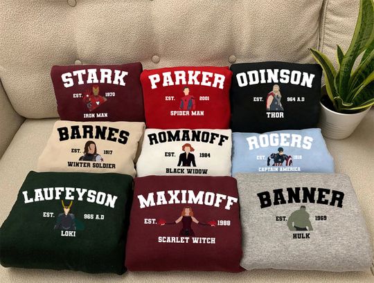 Marvel Avengers Thor Loki Ironman Spiderman Roger Banner Romanoff MCU Fans Sweatshirt