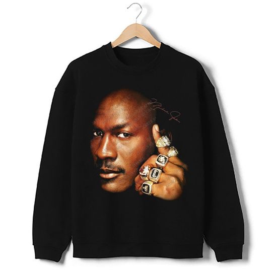Michael Jordan Six Championship 6 Rings Last Dance Graphic 90's Bulls Sweatshirt