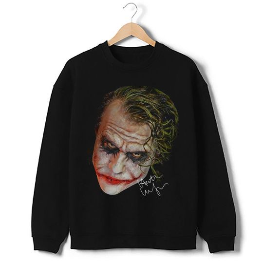 The Joker Heath Ledger Batman The Dark Knight Movie Vintage Portrait Style Crewneck Sweatshirt