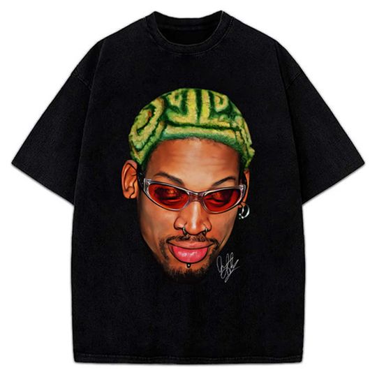 Dennis Rodman Zig Zag Green Hair Rodzilla Hollywood 90's Vintage Design T-Shirt