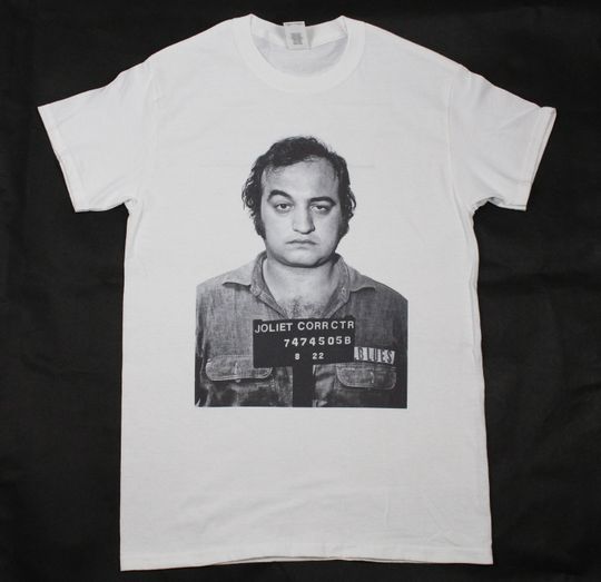 The Blues Brothers John Belushi mugshot White T-shirt sizes available S-3XL (Personalisation available upon request)