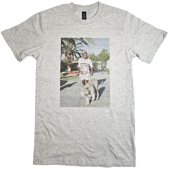 Mike Tyson and White Tiger Grey T-shirt sizes available S-3XL