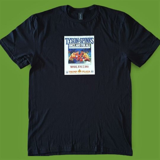 Mike Tyson Vs Michael Spinks fight poster Black T-shirt sizes available S-3XL