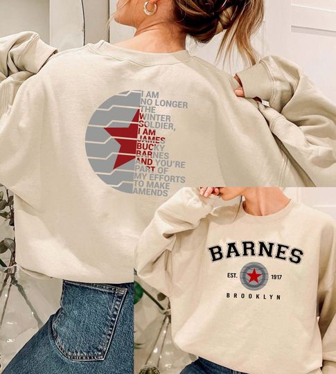 Vintage Winter Soldier Sweatshirt, BUCKYY Superhero Double Sided Sweatshirt