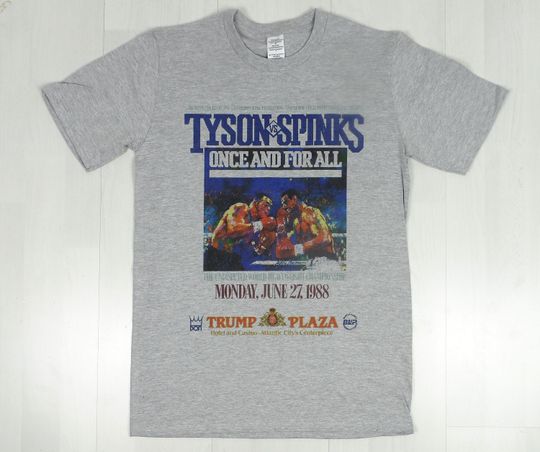 Mike Tyson Vs Michael Spinks fight poster Grey T-shirt sizes available S-3XL