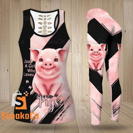 Pig Tanktop, Animal Tank Top, Pig Yoga Pants, Pig Legging Women, Gift For Women