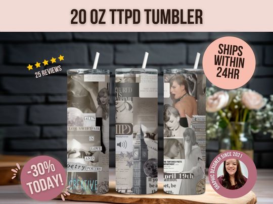 20 oz TTPD insulated tumbler | taylor version Tumbler | Tortured Poets Department Tumbler