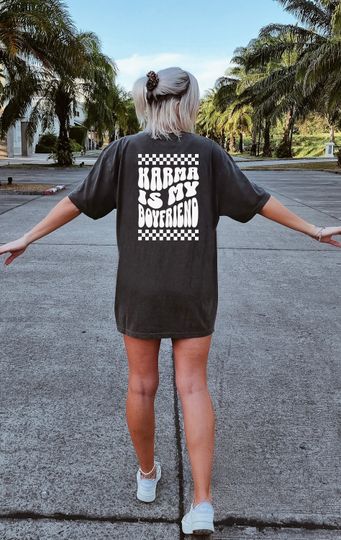 Karma Is My Boyfriend Shirt, Midnights Era Shirt, Karma Era, Eras Merch, Back Text Shirt, TS, Comfort Colors T-Shirt, Karma Is A Shirt