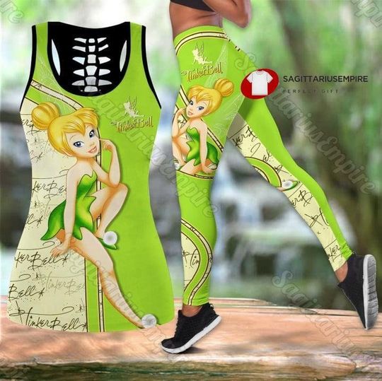 Tinker Bell Tank Top And Leggings, Tinker Bell Women's Tank Top, Womens Leggings, Disney Workout Tops
