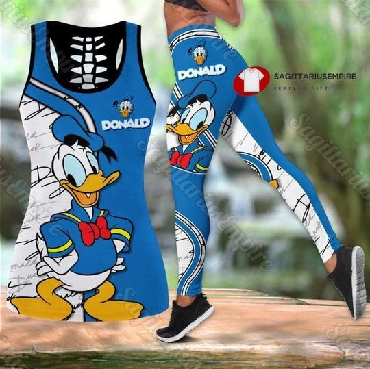 Donald Duck Tank Top And Leggings, Donald Women's Tank Top, Donald Womens Leggings, Disney Workout Tops