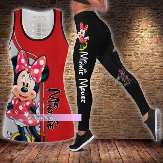 Minnie Mouse Tanktop, Disney Minnie Leggings, Minnie Mouse Tank Top, Leggings For Girls, Minnie Yoga Pants