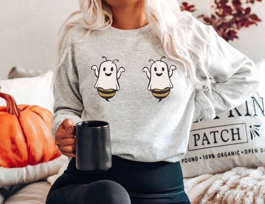 Funny Halloween Sweatshirt, Boo Bees, Bee Lover Shirt, Trendy Halloween Shirt, Retro Ghost, Gift For Her, Spooky Season, October, Fall