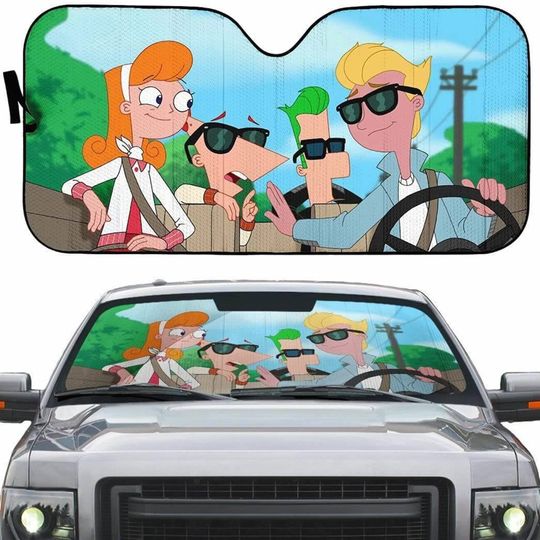 Phineas and Ferb Car Sun Shade | Jeremy and Candace Car Sun Shade | Disneyland Car Sun Shade