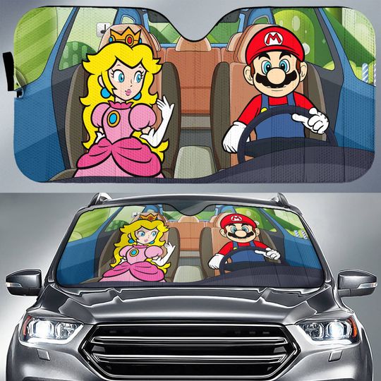 Super Mario Car Sunshade | Mario And Princess Peach Car Sun Shade | Mario Bros Video Game
