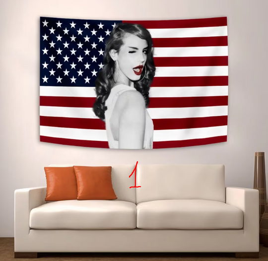 Lana del rey Flag Tapestry, Home Decor
