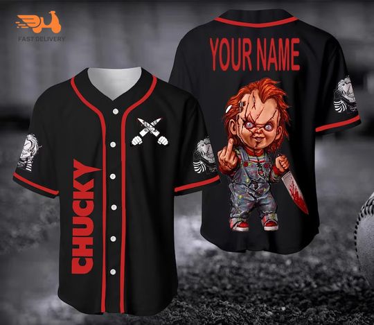 Personalized Chucky With Knife Horror Movie Killer Baseball Jersey Shirt