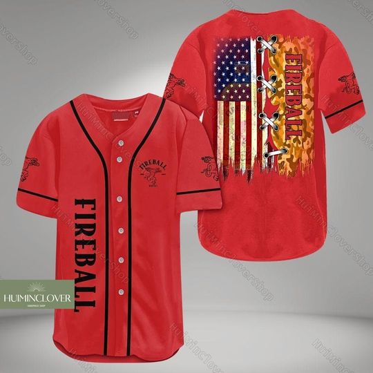 Fireball Baseball Jersey, Whiskey Jersey Shirt, Alcohol Baseball Shirt, Whiskey Lover Gift