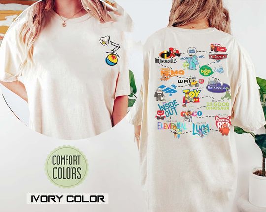 Disney Pixar Movies Shirt, Inside Out, Monster Inc, Toy Story Land