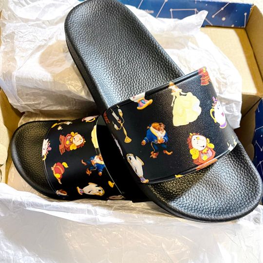 Beauty and the Beast Slip On Sandals, Beauty and the Beast Slides, Disney Slides