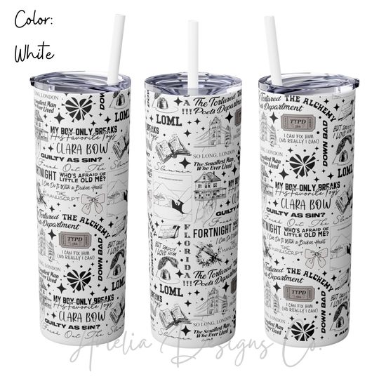Taylor Department Lyrics Tumbler with Lid and Straw 20oz