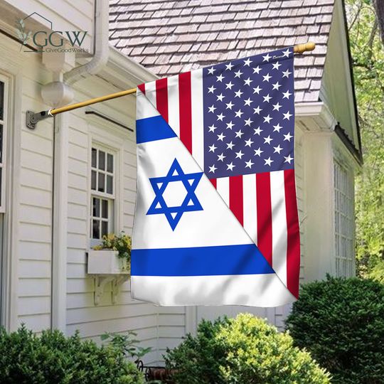 American Israeli Flag, We Stand with Israel, Jewish, Lion Of Judah American Israeli Flag