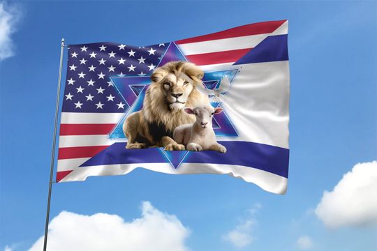 American Israel Israeli Flag, We Stand with Israel, Jewish, Lion Of Judah American Israeli Flag, American Israeli Friendship