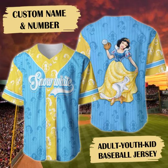 Discover Personalize Baseball Jersey Cartoon Princess Character, BeautifuI Snow Jersey