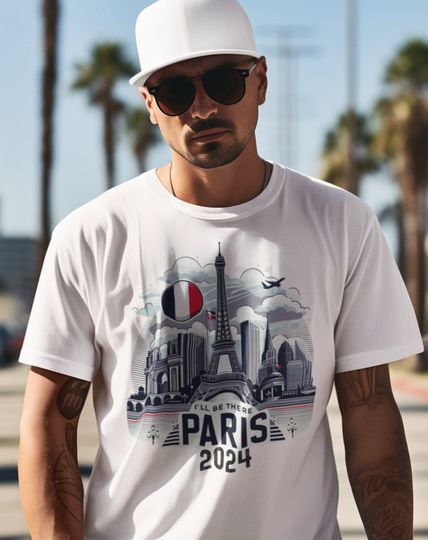 2024 Paris Olympics Tee- shirt, Unisex Eiffel Tower French Flag shirt, I'll be there
