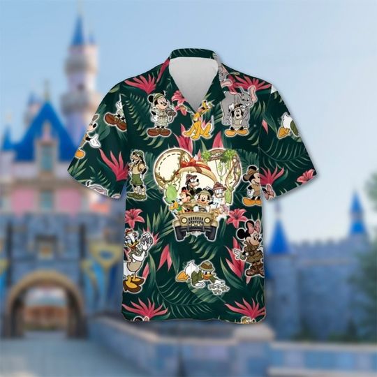 Mickey Safari Hawaiian Shirt, Mickey Safari Tropical Hawaii Shirt
