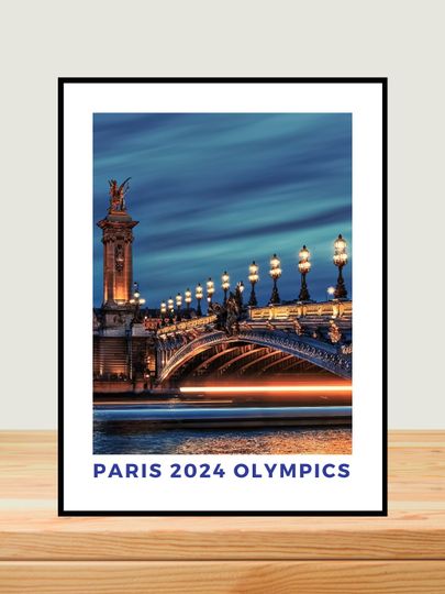 Paris Olympics 2024 Premium Wood Framed Wall Art and Poster, France Summer Olympics