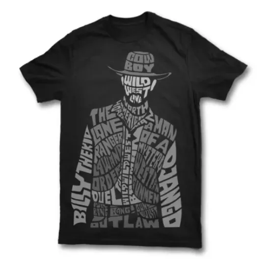 Cowboy Trendy Calligram Tshirt Clint Eastwood John Wayne Film Top Wild West T-Shirt