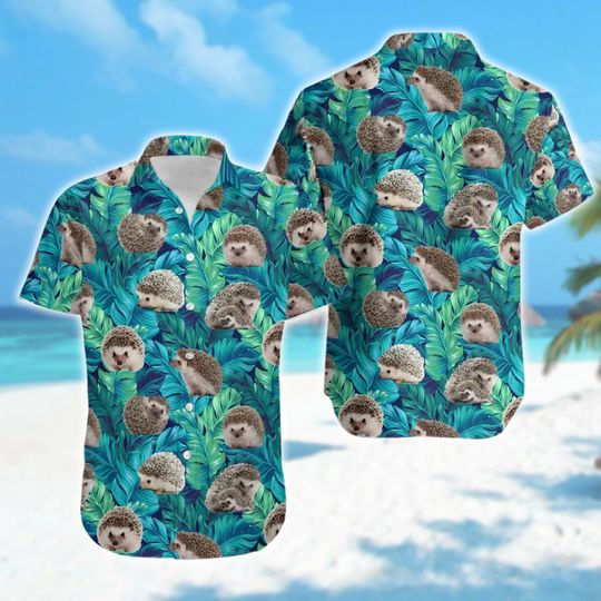 Hedgehog Hawaiian Shirt, Hedgehog Floral Button Up