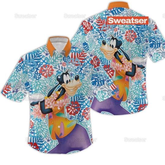 Retro Goofy And Flowers Summer Beach Hawaiian Shirt, Goofy Vacation